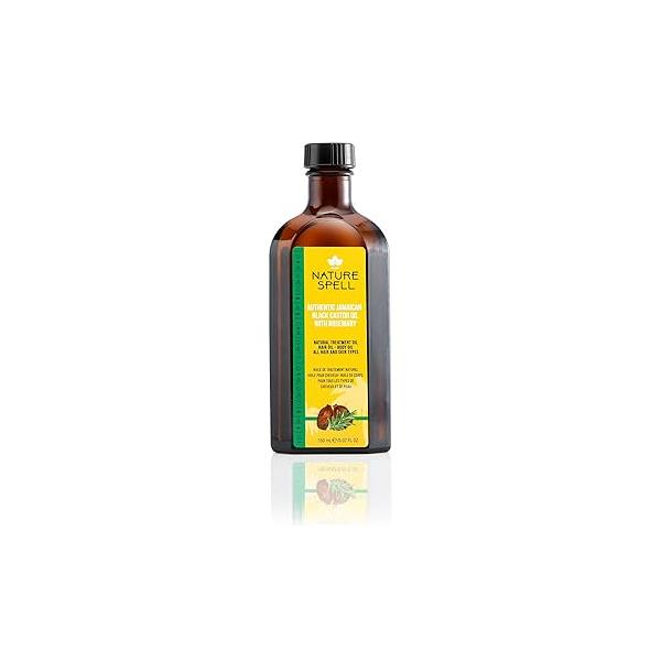 Nature Spell Jamaican Black Castor Oil Infused with Rosemary for Body & Hair, Strengthen Roots Treat Damaged 5.07 Fl Oz