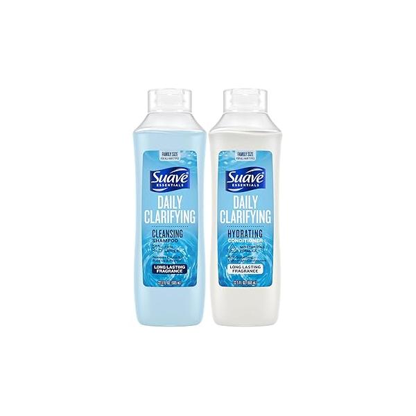 Suave Shampoo & Conditioner Set, Clarifying Hydrating - Build Up Residue Removal Formulas for Beautiful, Shiny Hair, 22.5 Oz Ea (2 Piece Set)