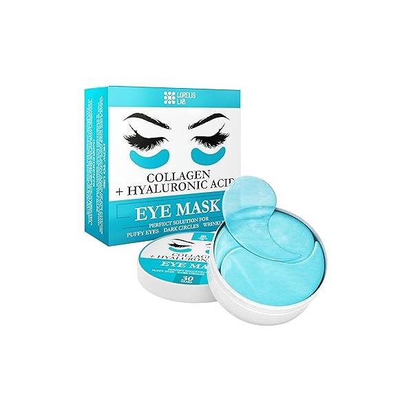 Under Eye Patches for Puffy Eyes, Dark Circles, Dull Skin - Natural Moisturizing Support Help with Wrinkles and Fine Lines Mask Hyaluronic Acid, Collagen, Caffeine 30 Pairs