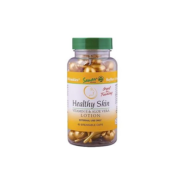 Sanar Naturals Healthy Skin Vitamin E and Aloe Vera Moisturizer Ampoules - Body Lotion for Dry Skin, Face, Hands Travel Size Serum Women Men, 60 Capsules