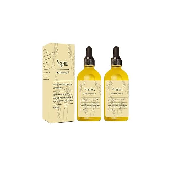 Veganic Natural Hair Growth Oil, 2 PCS hair growth oil Rosemary Oil for Organic,Vegan Dry Damaged and