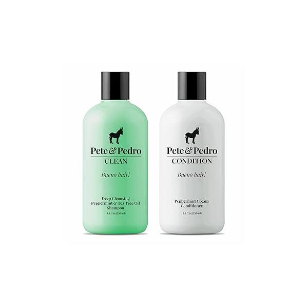 Pete & Pedro CLEAN CONDITION SET, Tea Tree Oil Shampoo Peppermint Cream Conditioner Haircare Kit | Deep Cleansing Conditioning, Dandruff Repair For Men Women Seen on Shark Tank, 8.5 oz Each