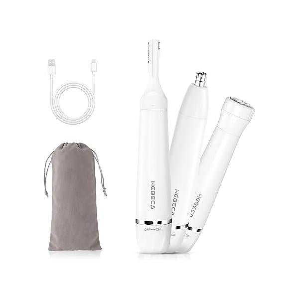 Nose Hair Trimmer for Women and Men, 3-in-1 Electric Facial Removal Rechargeable Portble Waterproof Face Shaver Razor Ear Eyebrow Peach-Fuzz Lips Chin FT3001