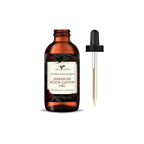 Pure and Organic Jamaican Black Castor Oil for Hair Growth - Rich in Omega Fatty Acids Enhance Shine, Strength, Thickness Scalp Oil, Care Eyelash/Eyebrow 2 oz