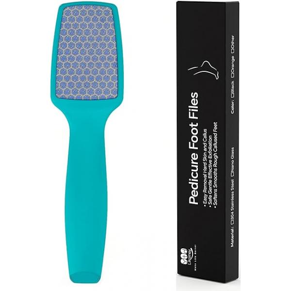 YTD likomey Coarse Fine Double Sided Foot File,Super Durable Stainless Steels Scrubber,for Wet or Dry Feet Callus Dead Skin Hard Pedicure Remover Tool with Built-in Mini File