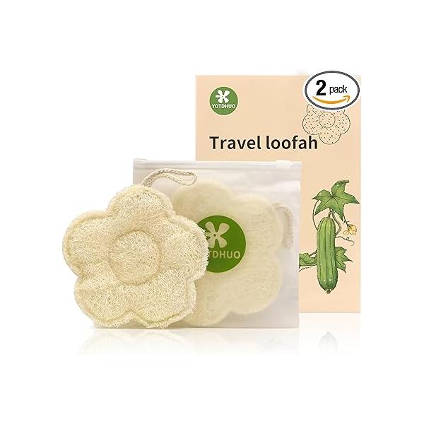 Travel Loofah Made from Real Egyptian Shower Spong Natural,Rough,Exfoliating,Quick-Drying,Lightweight,Rich Foam,Designed for Convenient to Pack and Carry(2pack)