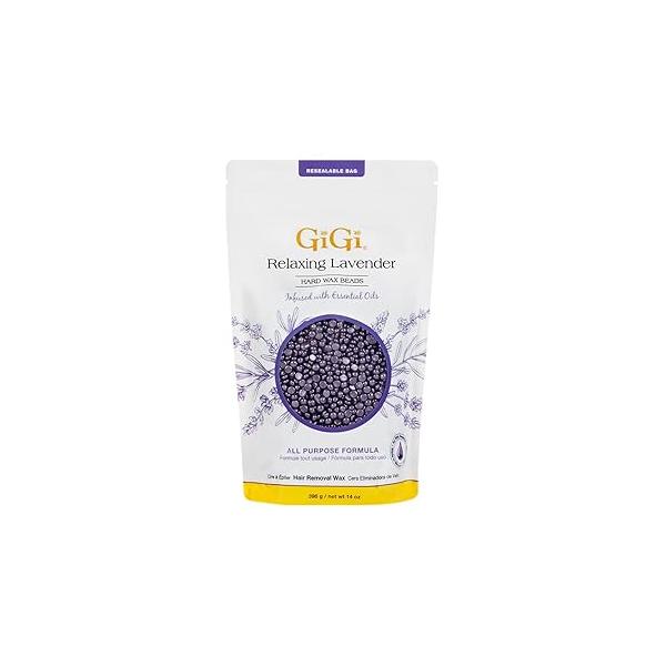 GiGi Hard Wax Beads for Hair Removal - Relaxing Lavender, Waxing Face, Body, and Sensitive Areas, 14 oz