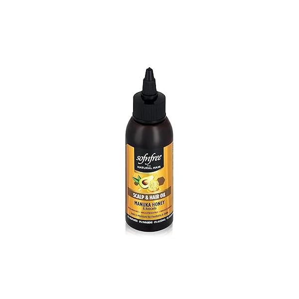 SOF N' FREE Manuka Honey & Avocado Scalp Hair Oil, Moisturizing and Shine Enhancing Dry Treatment - 3.38 fl oz