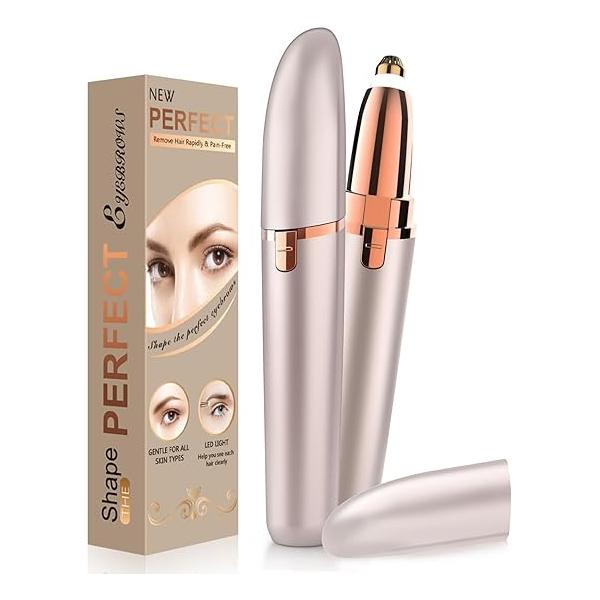 Eyebrow Trimmer for Women Rechargeable: Hair Remover with LED Light,Safe Painless Epilator Pen,Lady Shaper Electric Shaver Razor