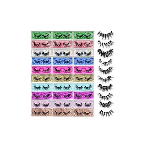 Lashes Bulk Christmas Gifts Mikiwi 30 Pack Eyelashes, 12-20mm 5D Fake Mink Eyelashes Wholesale, Fluffy Natural Volume Eye Lashes, Individual Package Faux Wholesale
