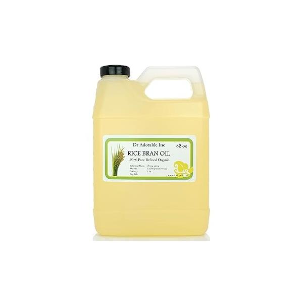 Dr Adorable - 32 oz Rice Bran Oil 100% Pure Natural Premium Organic Cold Pressed