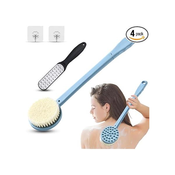 WOBEVE Shower Brush, Back Brush Long Handle for Body Exfoliator Wet or Dry Brushing