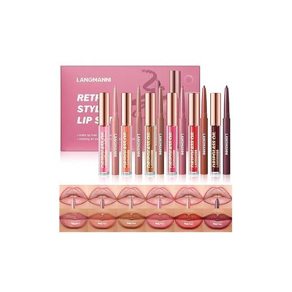 Jolilab Matte Lip Liner Oil Set, Makeup Set Natural Smooth Long-Lasting And Hydrating Beauty Daily Cosmetics Gift for Girls Easy-to-Use(12pcs)