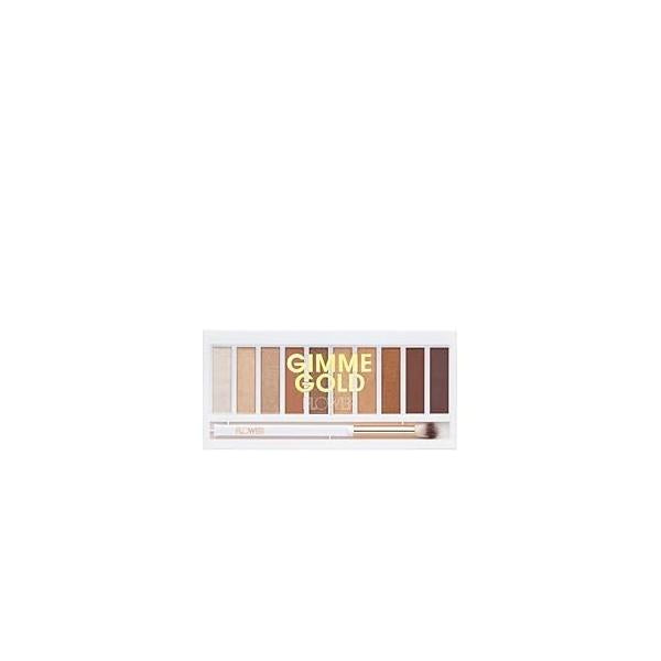 FLOWER Beauty By Drew Barrymore Shimmer + Shade Eyeshadow Palette - Neutral Colors Ten Shades Mix Layers Easily Blendable Rich Color Payoff Brush Included (Gimme Gold)