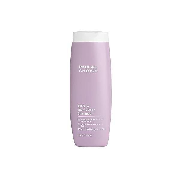 Paula's Choice All Over Hair Shampoo & Body Wash, Fragrance Free, Safe for Color Treated Hair, 14.5 Ounce