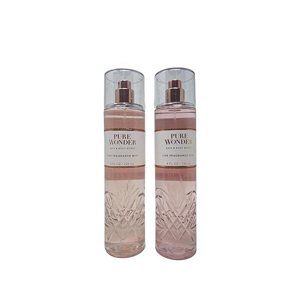 Bath & Body Works PURE WONDER Fine Fragrance Mist - Value Pack Lot of 2, Pink, 8 Fl Oz (Pack 2)