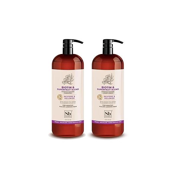 Soapbox Biotin & Superfruit Shampoo Conditioner Set with Vegan Collagen, Aloe and Shea Butter, Harsh Sulfate Free, Paraben Silicone 1 Liter Each (Pack of 2)