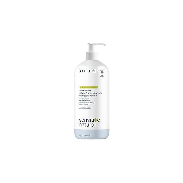 ATTITUDE Hair Shampoo for Sensitive Dry Scalp, EWG Verified, Soothing Oat, For Thin Hair, Naturally Derived Ingredients, Vegan and Plant-Based, Volume Shine, Unscented, 32 Fl Oz