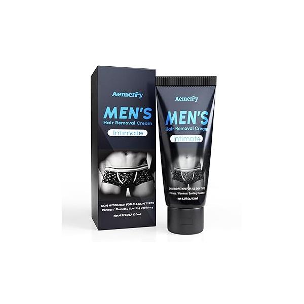 Intimate Hair Removal Cream for Men: Effective Painless Flawless Depilatory arms legs chest and Pubic Area - Suitable All Skin Types (4 Ounce (Pack of 1))