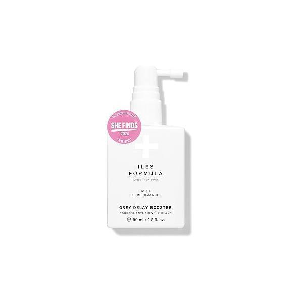 ILES FORMULA Grey Delay Booster - Anti-Gray Leave-In Hair Treatment, Prevents Premature Graying & Stimulates Melanin Production, Plant-Based w/Chios Mandarin Matsutake Mushroom, 1.7 fl oz (50 ml)