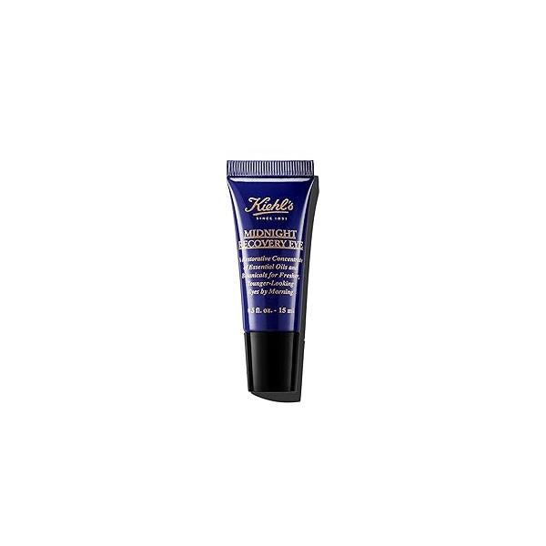 Kiehl's Midnight Recovery Eye Cream for Dark Circles & Puffiness, Nightime Treatment, Smooths Undereye, with Butcher's Broom Extract, Lavender Essential Oil Evening Primrose - 0.5 fl oz