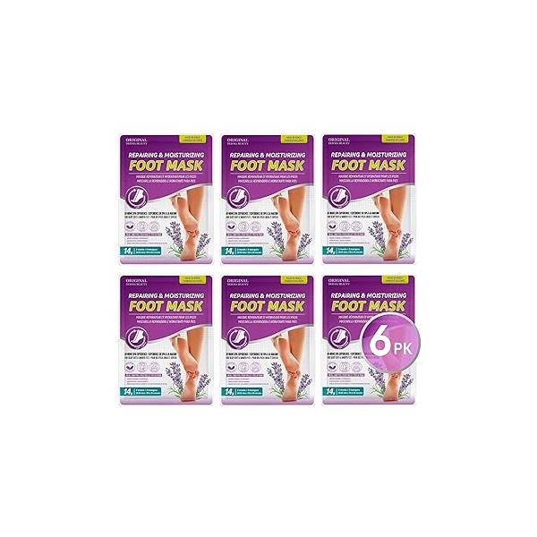 Original Derma Beauty Foot Mask 6 Pairs Shea Butter + Avocado Moisturizing Body Exfoliator Callus Remover Bath Pedicure Supplies