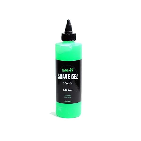 Tomb 45 Shave Gel for Men, Non-Foaming Fresh Scent Clear Shaving with Skin Replenishing Vitamin E and Soothing Aloe Vera, Sensitive Moisturizer 8oz