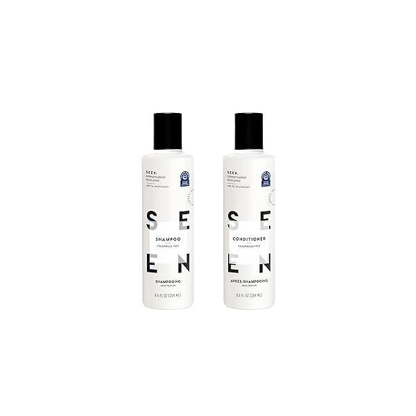 SEEN Shampoo & Conditioner Bundle, Fragrance-Free - Non-Comedogenic Sulfate-Free Hair Care Dermatologist-Developed, Safe for Sensitive, Eczema Acne-Prone Skin