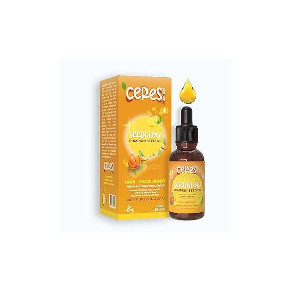 Ceres Seed Glow Pumpkin Oil 2Fl Oz, Pure Cold Pressed for Dry Damaged Hair Growth, Moisturizing Scalp Growth Oil, Nourishment All Types