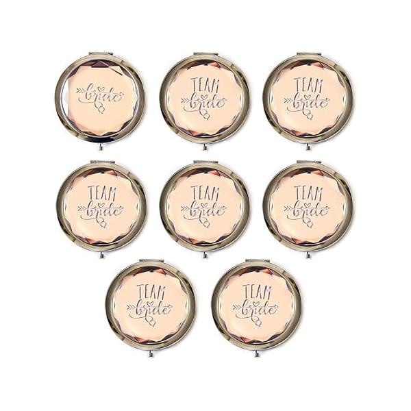 Set of 8 Small Mirror Pocket Bride Tribe Gifts Bachelorette Bridesmaid Gift Favors, I Do Crew