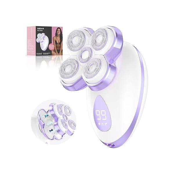 Electric Razors for Women - Upgraded Magnetic Shaver Women, Cordless Painless Hair Remover Legs Bikini Face, Lady Trimmer Sensitive Skin, Detachable and Waterproof, Grape