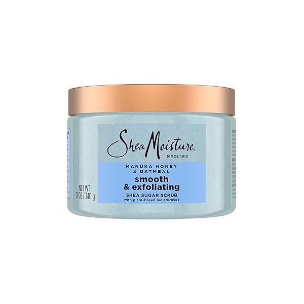 SheaMoisture Shea Sugar Body Scrub Manuka Honey Oatmeal for smooth & exfoliating Smooth and Exfoliating scrub with 24h shea moisture nutrients 12 oz