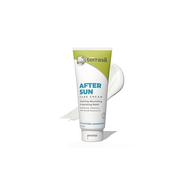 terrasil After Sun Care Lotion with Aloe Vera, Shea Butter, Coconut Oil, & Vitamin E, Soothing Sunburn Relief for Exposed Skin, Deeply Nourishing. Natural Body (3 oz) Tropical Scent