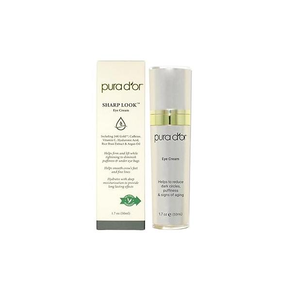 PURA D'OR Sharp Look Eye Cream (1.7oz) Youth-Enhancing For Firm Lift and Reduced Appearance of Wrinkles Fine Lines, Puffiness Under Bags With 24K Gold
