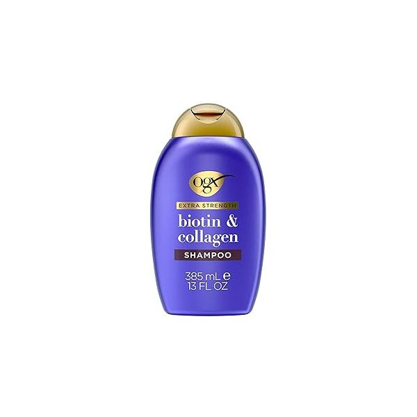 OGX Thick & Full + Biotin Collagen Extra Strength Volumizing Shampoo with Vitamin B7 Hydrolyzed Wheat Protein for Fine Hair. Sulfate-Free Surfactants Thicker, Fuller Hair, 13 Fl Oz
