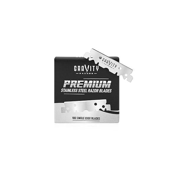 Premium Single Edge Razor Blades - Swedish Steel for Safety Razors and Straight Razors, by GRAVITY RAZORS (100 Count)