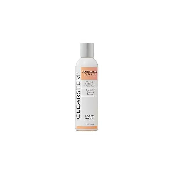 CLEARSTEM - GENTLECLEAN Vitamin C Infused Calming Wash Facial Cleanser, Makeup Remover Goldenseal + Green Tea Skin Care Products Vegan, Gluten Free, Cruelty Free 6 fl oz / 207ml