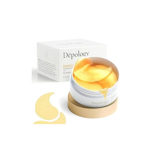 depology Restoring Hydrogel Under Eye Patch | 60 Patches Brightening Caffeine Gold Pads for Dark Circles Puffiness Wrinkles Refresh Travel