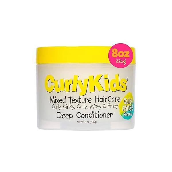 CurlyKids Hair Detangler Conditioner for Kids Kinky, Wavy & Curly - Sulfate Paraben Free Care Formula 8oz