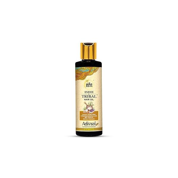 Indie Tribal Adivasi Hair Oil Based on Hakki Pikki Tribe’s Care Formula with 50+ potent ingredients including Moringa, Bhringraj, Hibiscus, Heena, Blackseed & Rosemary