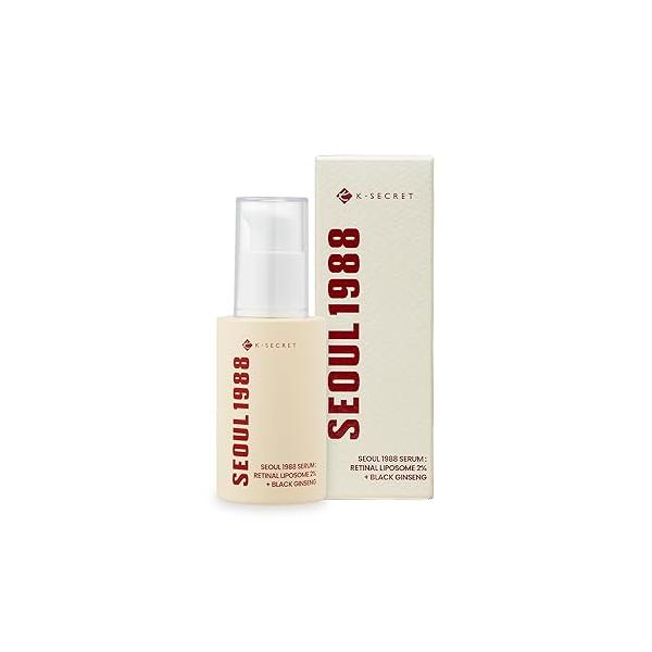 K-SECRET SEOUL 1988 Retinal Serum: Retinol Serum for Face Anti Aging Wrinkle Care - 2% Liposome Black Ginseng Niacinamide Bakuchiol Vitamin C & 3 Peptides Korean Skincare Fragrance Free 30mL