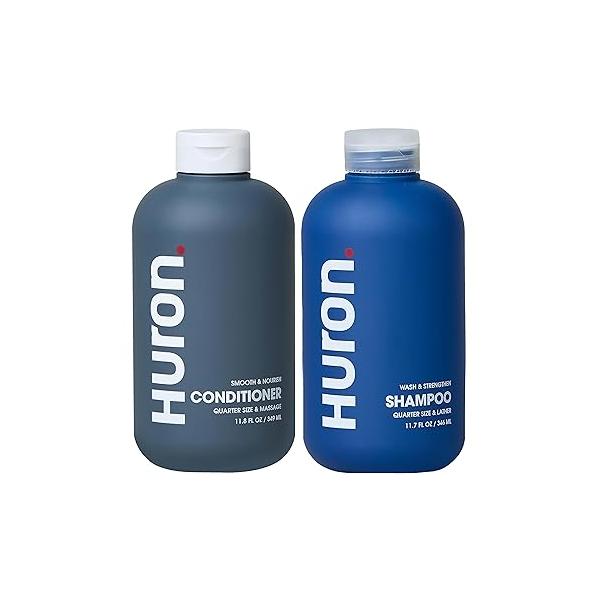 Huron Hair Duo | Nourishing Shampoo & Conditioner Set for Men Cleanse, Strengthen Hydrate Sulfate-Free, Paraben-Free, Vegan Designed Daily Use on All Types (2 Pack)