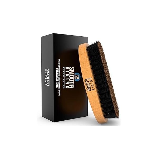 Smooth Viking Beard and Facial Hair Grooming Set - Natural Boar Bristle Brush, Mustache Styling Shaping Tool for Men