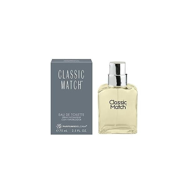 PB ParfumsBelcam Classic Match CM Eau De Toilette Spray, Fresh and Elegant Fragrance for Men, Woody Floral Notes, Long-Lasting Scent, Men’s Cologne Everyday Wear, 2.5 Fl Oz