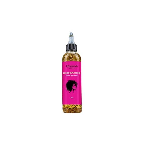 Minnah Beauty Hair Growth Oil - Extra Strength Rosemary + Fenugreek Herbal for Nourished Skin
