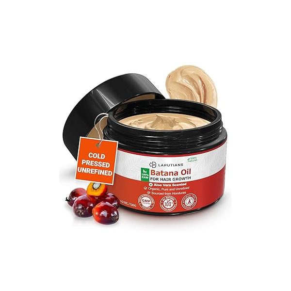 100% Raw Unrefined Batana Oil Dr. Sebi Organic from Honduras for Men & Women, Prevent Hair Loss, Promote Natural Growth Thickness