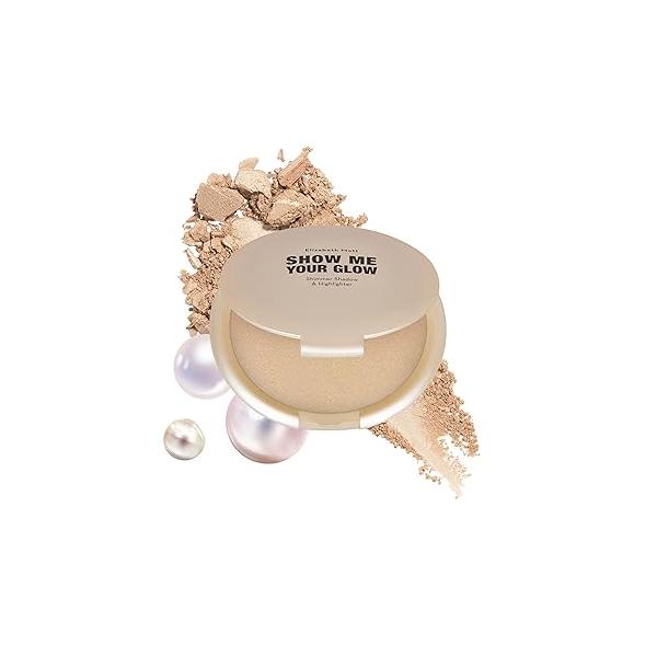 Elizabeth Mott Show Me Your Glow 2-in-1 Powder Highlighter Makeup and Shimmer Eye Shadow - Natural Face Makeup, Cruelty-Free Paraben-Free Illuminating Champagne (10g)