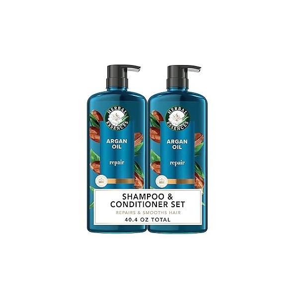 Herbal Essences Argan Oil Repair Shampoo & Conditioner Set, Moisturizes Smoothes, Paraben-Free, Color-Safe, pH-Balanced, Citrus Scent, 20.2 Fl Oz, 2-Pack