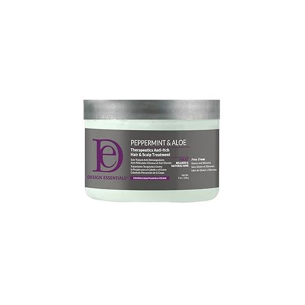 Design Essentials Peppermint & Aloe Therapeutics Anti-Itch Hair + Scalp Treatment Dandruff Hairgrooming, 5 Fl Oz., White