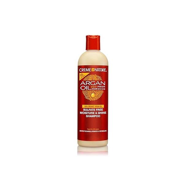 Creme of Nature Argan Oil Shampoo, Moisture & Shine Sulfate Free Hair Care Formula, Nourishes, Hydrates, Detangles, 12 fl. oz.